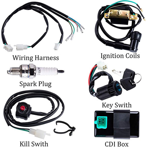 Etoreair Parts Wiring Loom Harness with Kill Switch, Ignition Coil, CDI, and Spark Plug